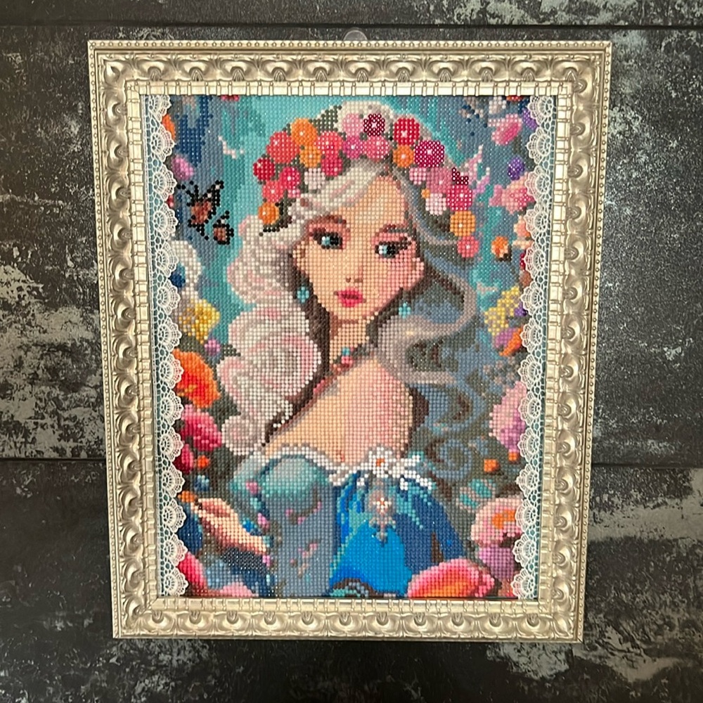Custom Framed Art-Diamond Painting-Princess with Lace